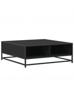 Tavolino da Salotto Nero 80x80x30 cm in Truciolato e Metallo