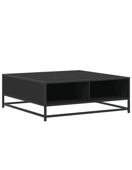 Tavolino da Salotto Nero 80x80x30 cm in Truciolato e Metallo