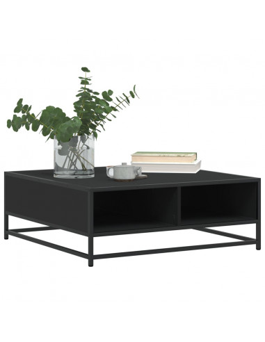 Tavolino da Salotto Nero 80x80x30 cm in Truciolato e Metallo