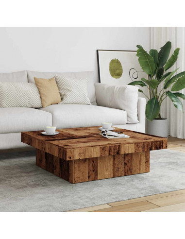 Tavolino da Salotto Legno Antico 90x90x28 cm in Truciolato