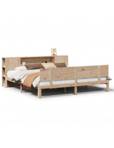 Letto Libreria senza Materasso 200x200 cm in Legno di Pino