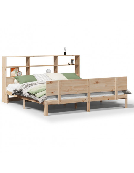 Letto Libreria senza Materasso 200x200 cm in Legno di Pino