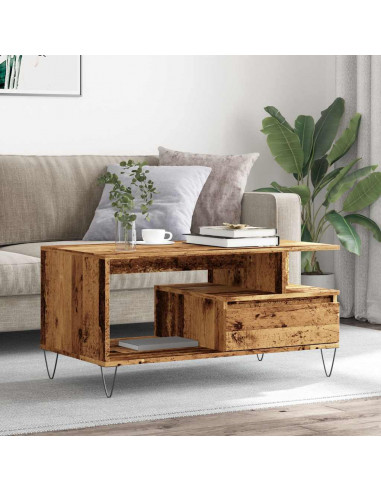 Tavolino da Salotto Legno Antico 90x49x45 cm Legno Multistrato