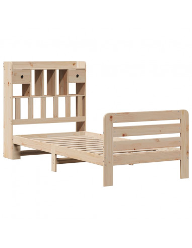 Letto Libreria senza Materasso 90x190 cm Legno Massello Pino