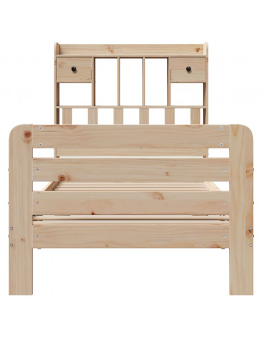 Letto Libreria senza Materasso 90x190 cm Legno Massello Pino