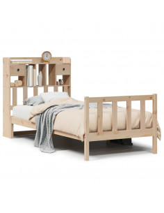 Letto Libreria senza Materasso 90x190 cm Legno Massello Pino