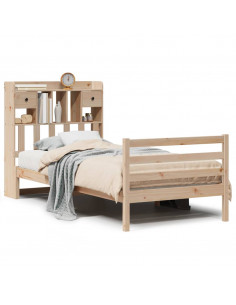 Letto Libreria senza Materasso 90x190 cm Legno Massello Pino