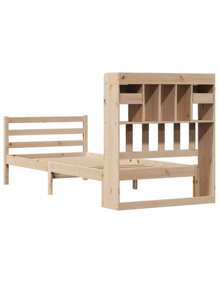 Letto Libreria senza Materasso 90x190 cm Legno Massello Pino