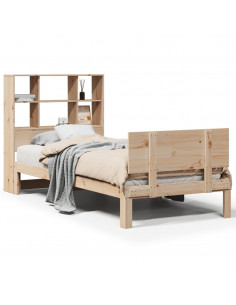 Letto Libreria senza Materasso 90x200 cm Legno Massello Pino