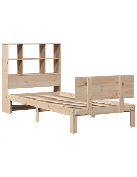 Letto Libreria senza Materasso 90x200 cm Legno Massello Pino