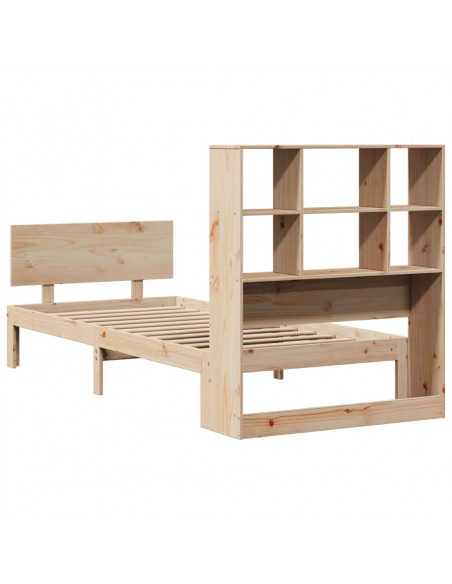 Letto Libreria senza Materasso 90x200 cm Legno Massello Pino