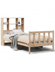 Letto Libreria senza Materasso 90x200 cm Legno Massello Pino