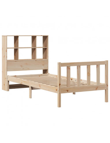 Letto Libreria senza Materasso 90x200 cm Legno Massello Pino