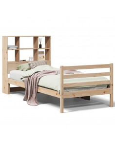 Letto Libreria senza Materasso 90x200 cm Legno Massello Pino