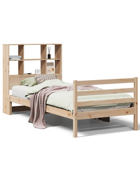 Letto Libreria senza Materasso 90x200 cm Legno Massello Pino