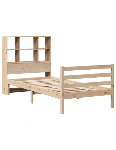 Letto Libreria senza Materasso 90x200 cm Legno Massello Pino