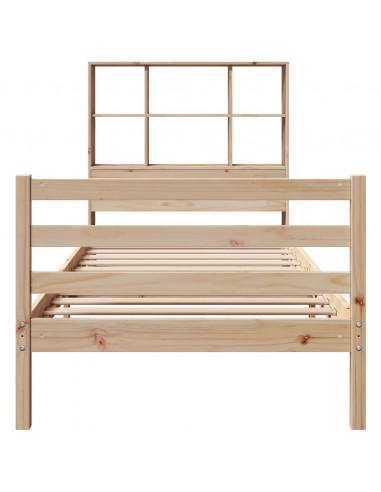 Letto Libreria senza Materasso 90x200 cm Legno Massello Pino