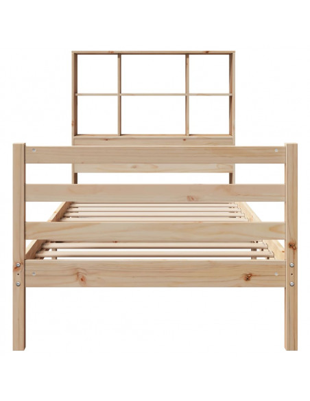 Letto Libreria senza Materasso 90x200 cm Legno Massello Pino