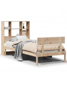 Letto Libreria senza Materasso 90x200 cm Legno Massello Pino