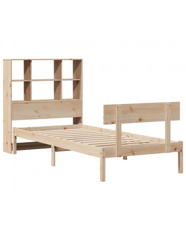 Letto Libreria senza Materasso 90x200 cm Legno Massello Pino