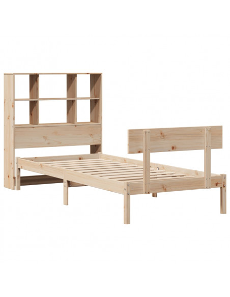 Letto Libreria senza Materasso 90x200 cm Legno Massello Pino