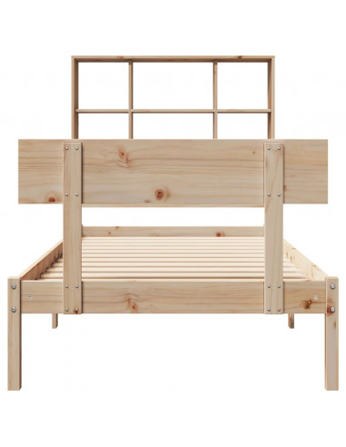 Letto Libreria senza Materasso 90x200 cm Legno Massello Pino