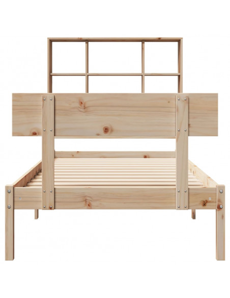 Letto Libreria senza Materasso 90x200 cm Legno Massello Pino