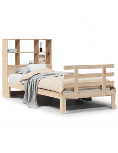Letto Libreria senza Materasso 90x200 cm Legno Massello Pino