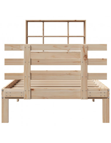 Letto Libreria senza Materasso 90x200 cm Legno Massello Pino