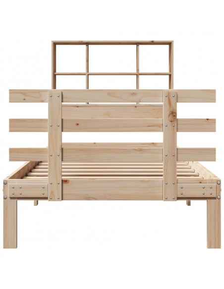 Letto Libreria senza Materasso 90x200 cm Legno Massello Pino