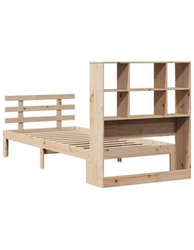 Letto Libreria senza Materasso 90x200 cm Legno Massello Pino