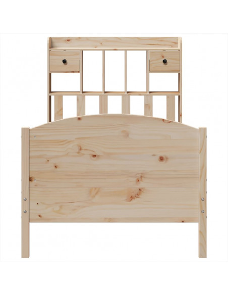 Letto Libreria senza Materasso 90x200 cm Legno Massello Pino