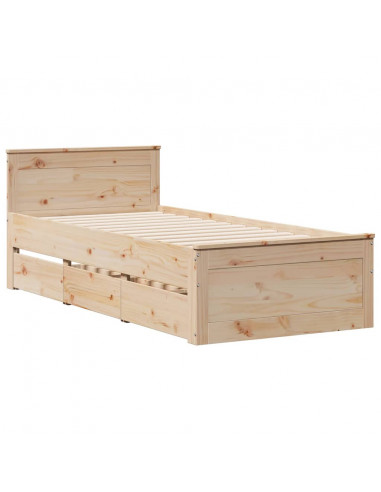 Letto Libreria senza Materasso 90x200 cm Legno Massello Pino