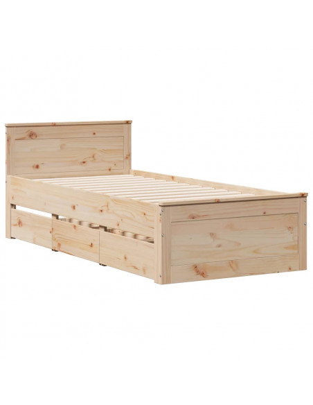 Letto Libreria senza Materasso 90x200 cm Legno Massello Pino