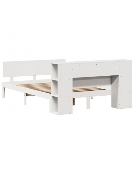 Letto Libreria senza Materasso Bianco 120x190 cm Legno di Pino