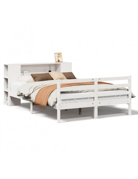 Letto Libreria senza Materasso Bianco 120x190 cm Legno di Pino