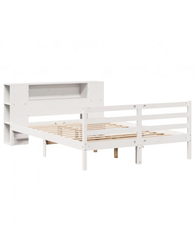 Letto Libreria senza Materasso Bianco 120x190 cm Legno di Pino