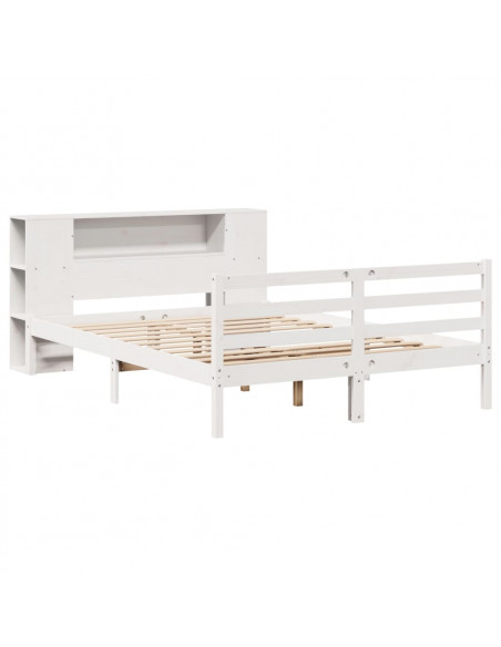 Letto Libreria senza Materasso Bianco 120x190 cm Legno di Pino