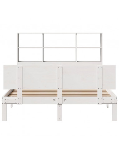 Letto Libreria senza Materasso Bianco 120x190 cm Legno di Pino