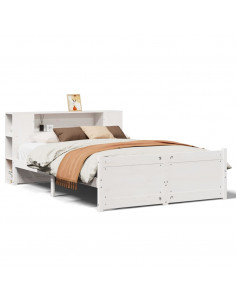 Letto Libreria senza Materasso Bianco 120x200 cm Legno di Pino