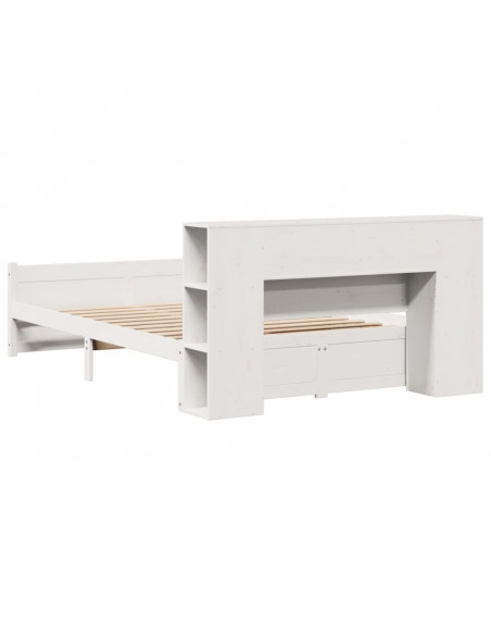 Letto Libreria senza Materasso Bianco 120x200 cm Legno di Pino