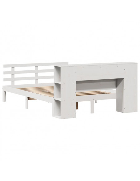 Letto Libreria senza Materasso Bianco 135x190 cm Legno di Pino