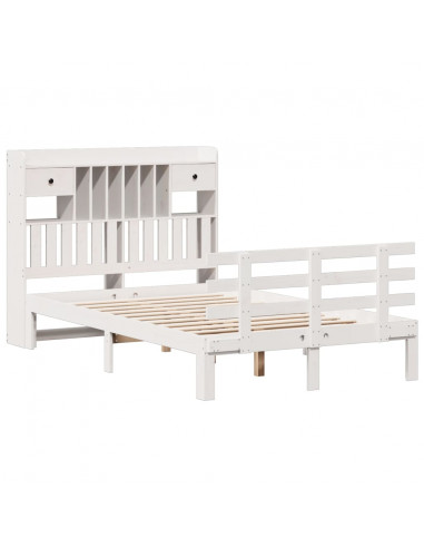 Letto Libreria senza Materasso Bianco 135x190 cm Legno di Pino
