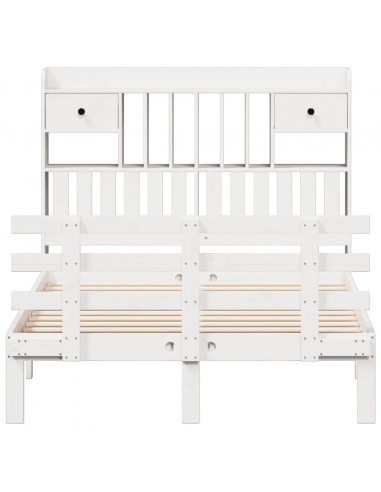 Letto Libreria senza Materasso Bianco 135x190 cm Legno di Pino