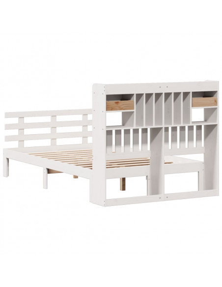 Letto Libreria senza Materasso Bianco 135x190 cm Legno di Pino