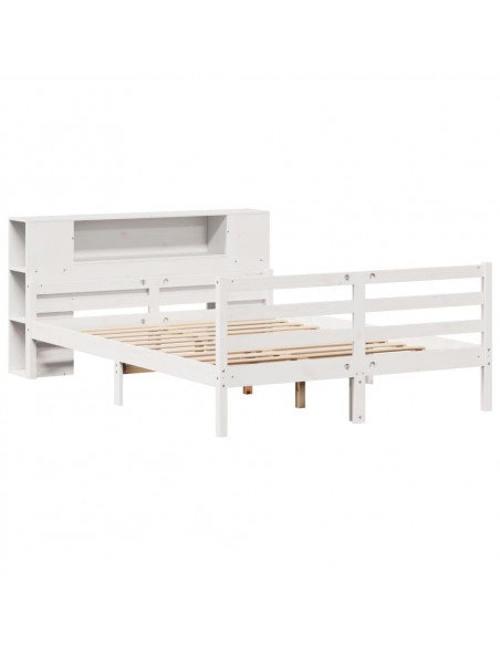 Letto Libreria senza Materasso Bianco 135x190 cm Legno di Pino