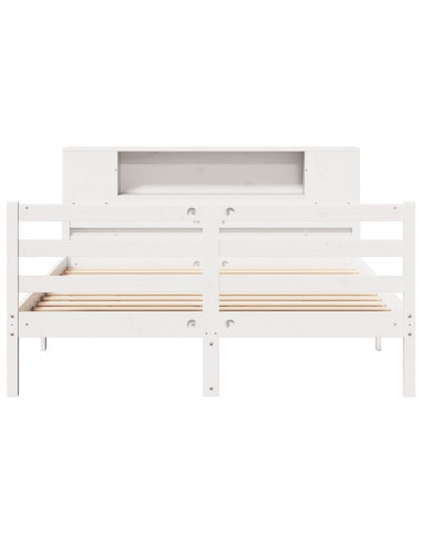 Letto Libreria senza Materasso Bianco 135x190 cm Legno di Pino