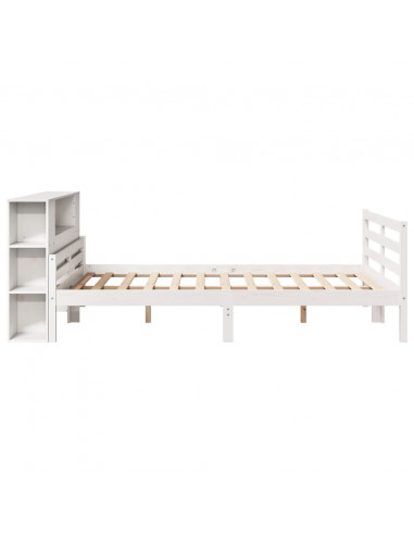 Letto Libreria senza Materasso Bianco 135x190 cm Legno di Pino