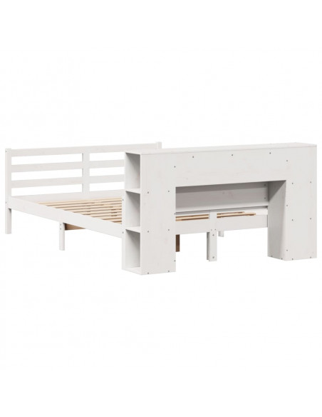 Letto Libreria senza Materasso Bianco 135x190 cm Legno di Pino