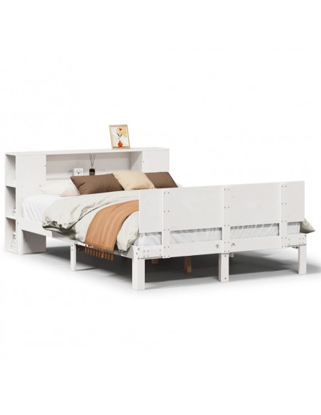 Letto Libreria senza Materasso Bianco 135x190 cm Legno di Pino